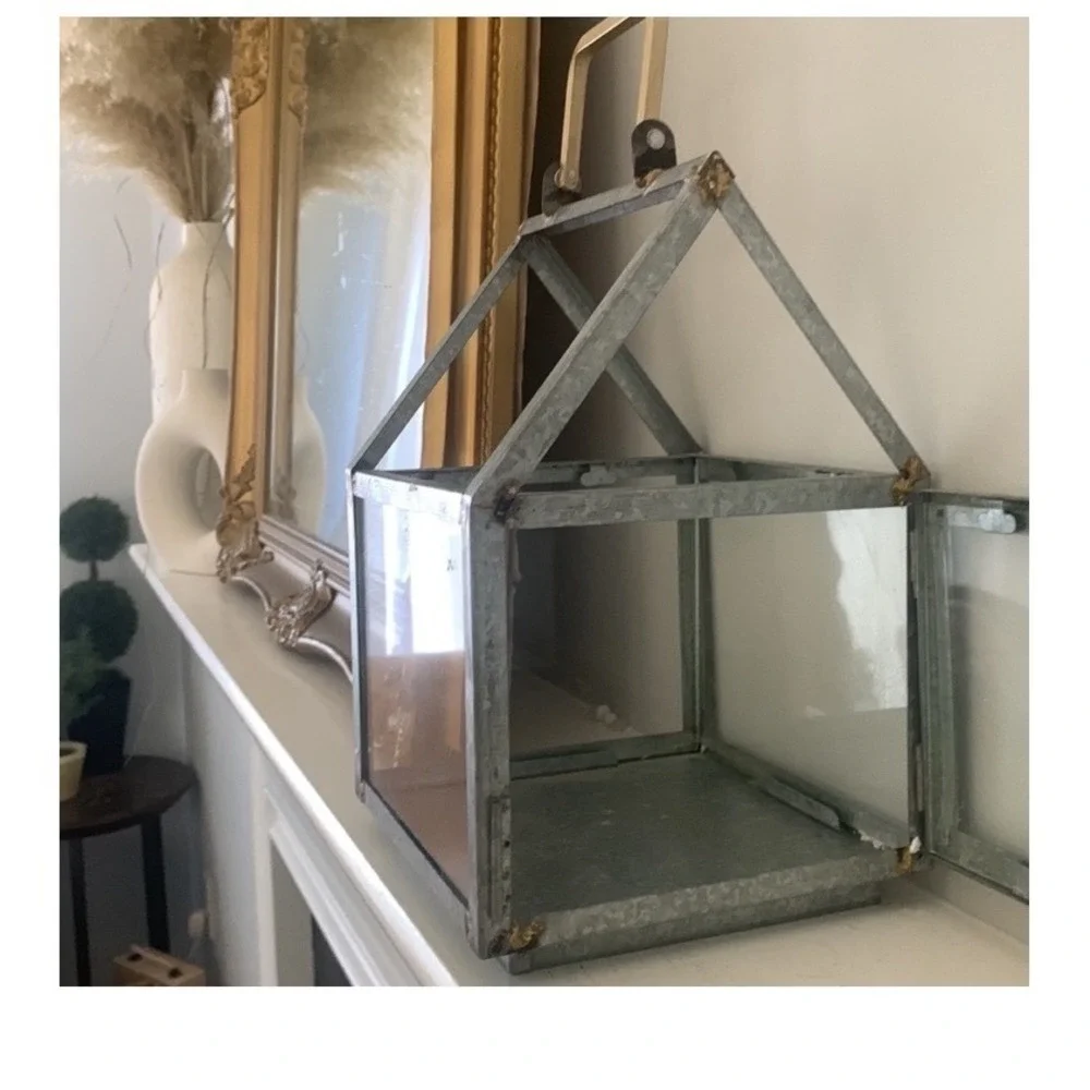 Hearth & Hand Magnolia Galvanized Metal Glass House Lantern Farmhouse Decor 12
